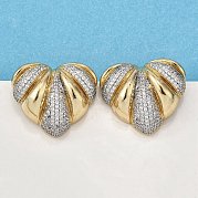 Женские серьги-гвоздики из латуни с микропаве и прозрачным кубическим цирконием EJEW-G430-02GP