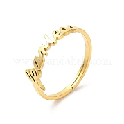Ion Plating(IP) 304 Stainless Steel Word Adjustable Ring RJEW-L107-031G