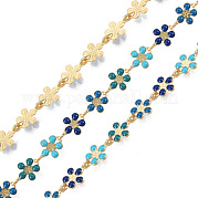 Cadenas de eslabones de flor de ciruelo esmaltadas de latón hechas a mano CHC-N021-04A