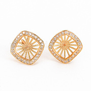 Brass Micro Pave Clear Cubic Zirconia Stud Earring Findings KK-S356-247-NF