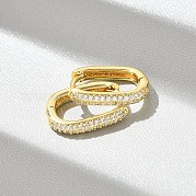 Овальные серьги-кольца из латуни с микропаве из прозрачных кубических цирконий EJEW-D311-141G
