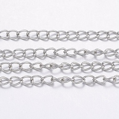 Chaînes gourmettes en acier inoxydable 304 résistant au ternissement, avec bobine, pour la fabrication de bijoux, soudé, couleur inoxydable, 3.5x2.5x0.5mm, environ 65.61 pied (20 m)/rouleau