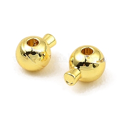 Abalorios de latón, Plateado de larga duración, redondo, real 18k chapado en oro, 5x3.5x3.5mm, agujero: 0.9 mm