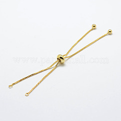 Fabricación de pulsera de cadena de latón chapado en bastidor, Plateado de larga duración, hacer pulseras deslizantes, sin plomo y cadmio, real 18k chapado en oro, longitud de cadena individual: aproximadamente 115~120 mm