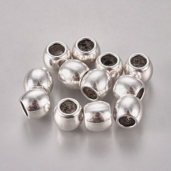 Европейские сплавочные бусины тибетского стиля , бусины с большими отверстиями в форме шайбы, без кадмия и без свинца, античное серебро, 9.5x8 мм, отверстие : 5 мм, Около 578 шт / 1000 г