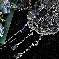 6 шт. 3-х цветная латунная цепочка-роло и стеклянная круглая подвеска-капля&nbsp;HJEW-SC0002-64