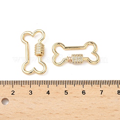 Laiton micro pave clair zircone cubique vis mousqueton charmes de verrouillage&nbsp;KK-Z118-06G-03