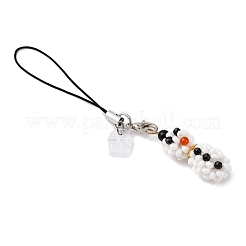 Рождественский снеговик стеклянные бусины мобильные ремни&nbsp;HJEW-MZ00294-01