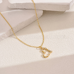 Элегантные полые латунные подвески в форме сердца с кубическим цирконием в виде двухслойных ожерелий&nbsp;ZP2718-3