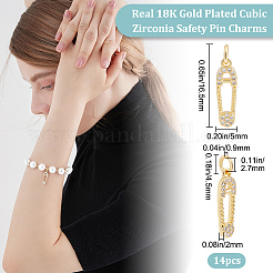 Латунные 14шт микропаве кубические циркониевые подвески ZIRC-BBC0001-60