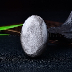 Натуральный серебряный обсидиан овальная скульптура витрина украшения&nbsp;PW-WGC913E-01
