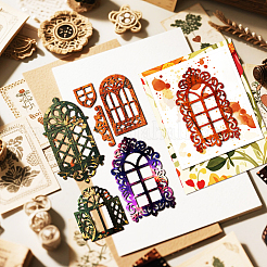 3 Stück 3 Stile Vintage-Fenster-Thema Stanzschablonen aus Kohlenstoffstahl&nbsp;DIY-WH0309-4526