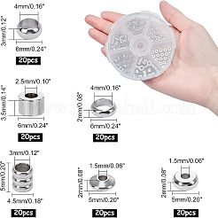 304ステンレススチールスペーサービーズ  コラム＆ロンデル＆リング＆フラットラウンド  ステンレス鋼色  4.5~6x2~5mm  穴：1.5~5mm  120個/箱&nbsp;STAS-UN0008-74P