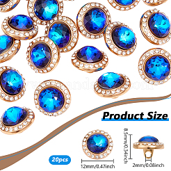 20 шт. плоские круглые пуговицы из цинкового сплава со стразами на 1 отверстия ALRI-NB0001-20C