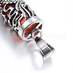 316サージカルステンレスペンダント  ガラスと  コラム  ミックスカラー  55x13mm  穴：7x10mm&nbsp;STAS-F085-02