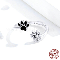 Кольца-манжеты из стерлингового серебра с прозрачными кубическими цирконами и эмалью для женщин с отпечатком лапы 925&nbsp;FS-WGC521F-01