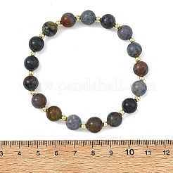 Bracciali elasticizzati con perline di dumortierite naturale da 9 mm&nbsp;BJEW-JB14305