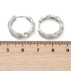 Серьги-кольца из латуни с прозрачным кубическим цирконием&nbsp;EJEW-Q016-19P