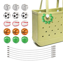 Наборы для самостоятельного изготовления брелка из спортивного мяча из дерева и нержавеющей стали 304&nbsp;DIY-TA0010-99