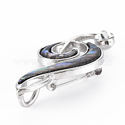 Музыкальная нота брошь из натуральной раковины морского ушка/пауа G-N333-002-RS