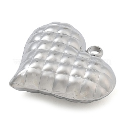 変色防止304ステンレススチールペンダント  ハートチャーム  ステンレス鋼色  28x30x10mm  穴：3mm&nbsp;LS-STAS-M084-03C-P