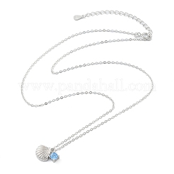 Ожерелья с подвеской из серебра 925 пробы с микропаве и кубическим цирконием для женщин&nbsp;NJEW-V007-01P