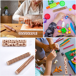 4 rullo per texture in argilla con manico in legno in 4 stili&nbsp;TOOL-CN0001-08
