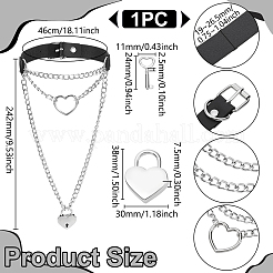 1 шт. алюминиевый кулон в виде сердца с замком-ключом из искусственной кожи NJEW-UN0001-69