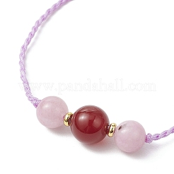 Браслеты из круглых бусин из натурального кварца и сердолика&nbsp;BJEW-JB11990