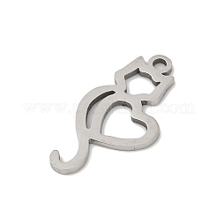 ステンレスペンダント201個  猫の形のチャーム  ステンレス鋼色  20x10x1mm  穴：1.4mm&nbsp;STAS-F316-22P-07
