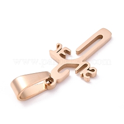イースター 304 ステンレス ペンダント  ワードイエスと交差  ローズゴールド  21x12x1.2mm  穴：3.5x7mm&nbsp;STAS-Z018-14RG