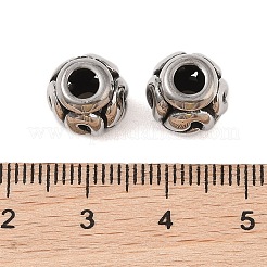 304ステンレススチールヨーロピアンビーズ  大穴ビーズ  ラウンド  アンティークシルバー  10mm  穴：4mm&nbsp;STAS-N106-03AS