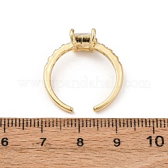 Прямоугольные латунные кольца-манжеты с микропаве из кубического циркония для женщин RJEW-L334-02G