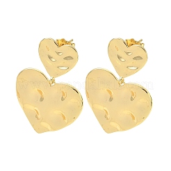 Серьги-гвоздики в форме сердечка из латуни EJEW-F389-14G