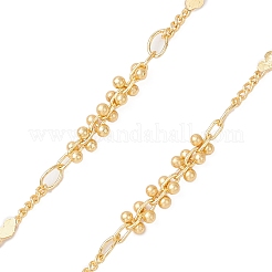 Латунная цепочка с сердечками и круглыми бусинами для очков AJEW-EH00404