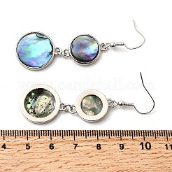 Серьги-подвески из натуральной латунной раковины морского ушка EJEW-F388-01F-P