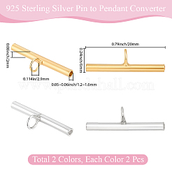 4 Stück 2 Farben 925 Sterling Silber Pin zu Anhänger Konverter&nbsp;STER-BBC0009-17C