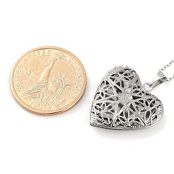 Антикоррозийные ожерелья из нержавеющей стали 304 в форме сердца с подвеской-медальоном из кабеля и цепи для женщин&nbsp;LS-NJEW-M050-04B-P