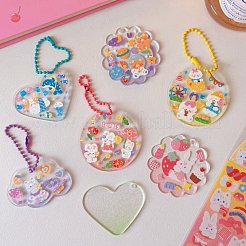 グラデーション風透明アクリルキーホルダー  プラスチックボールチェーン付き  グリッターパウダー付き  混合図形  ミックスカラー  9x10.7cm  15個/セット&nbsp;ZXFQ-PW0001-067I