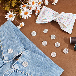 10 шт. плоские круглые кнопки из цинкового сплава с 1 отверстиями и стразами BUTT-NB0002-01B