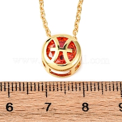 Латунный паве кубический цирконий камень рождения созвездие кулон кабель цепочка ожерелья NJEW-D334-01G-05