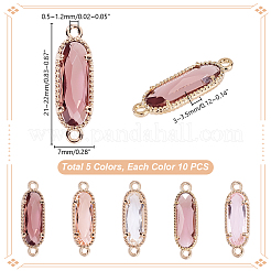 50 шт. 5-х цветные стеклянные граненые овальные соединительные звенья&nbsp;GLAA-GA0002-09B