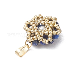 Facettierte runde Blütenanhänger aus natürlichem Lapislazuli&nbsp;PALLOY-MZ01197-06