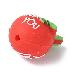Мультяшное двухстороннее яблоко со словом спасибо силиконовые бусины&nbsp;SIL-V001-09A
