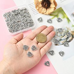合金のチベット風チャーム  クロスカドミウムフリー＆鉛フリーのハート  アンティークシルバー  15x16x2mm&nbsp;TIBE-PH0004-63-RS