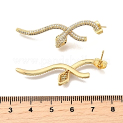 Schlangen-Ohrstecker aus Messing mit Zirkonia für Damen&nbsp;EJEW-F367-01A-G