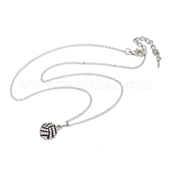 Collane con catena a cavo con ciondolo a forma di palla sportiva in lega di zinco e strass di cristallo&nbsp;LS-NJEW-U024-01P-04