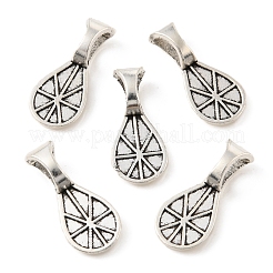 合金グルーオンフラットパッドベイル  ティアドロップペンダントベイル  アンティークシルバー＆シルバー  16x7x1~4mm  穴：4.5x3mm&nbsp;PALLOY-K005-04AS