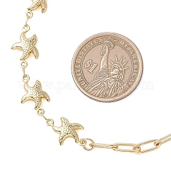 Женские цепочки из нержавеющей стали 304 в виде морской звезды и латунной цепочки в виде скрепки.&nbsp;NJEW-JN05927