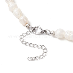 Ожерелья из натурального культивированного пресноводного жемчуга и рисовых бусин для женщин NJEW-JN05337-02